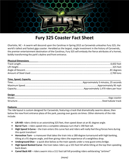 Fury 325 Fact Sheet