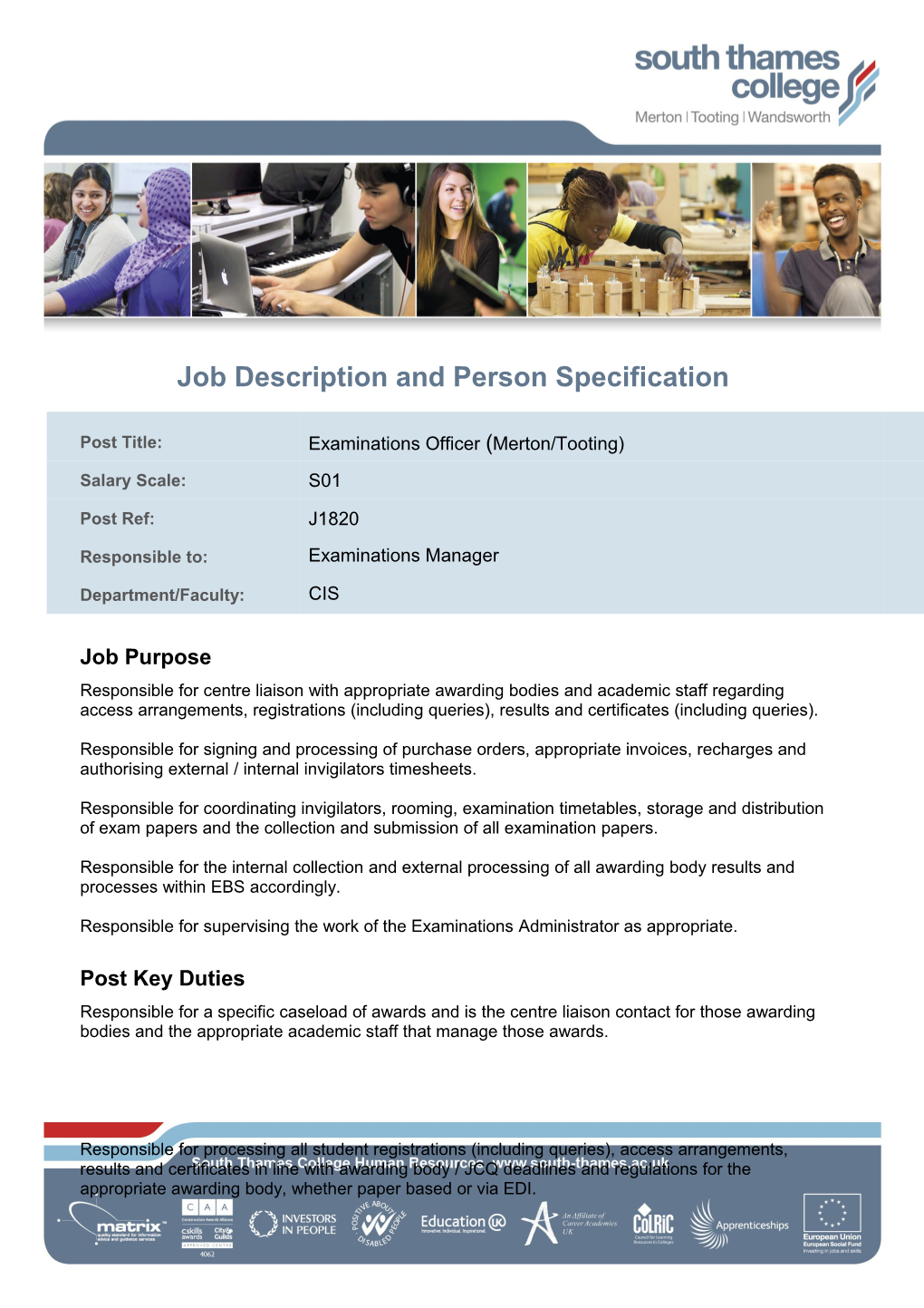 Job Description and Person Specification s6