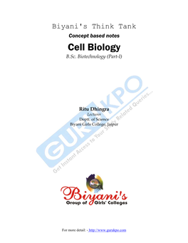Biyani's Think Tank Concept Based Notes Cell Biology B.Sc