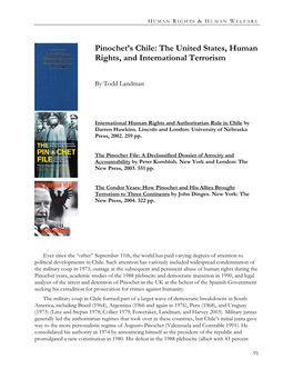 Pinochet's Chile: the United States, Human Rights, and International