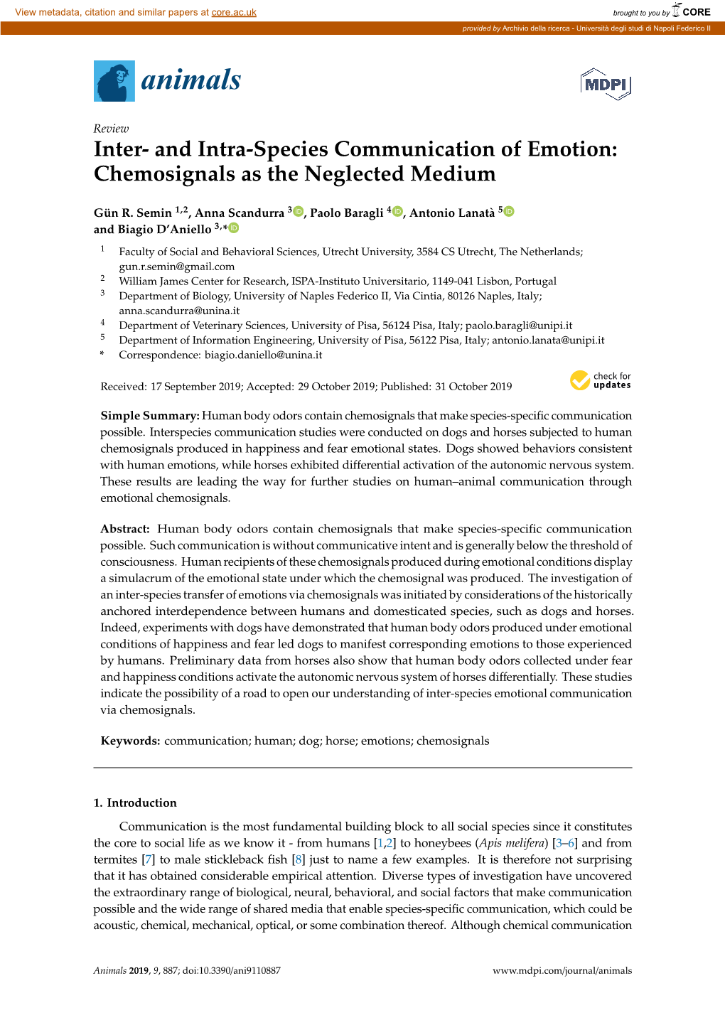 Inter- and Intra-Species Communication of Emotion: Chemosignals As the Neglected Medium