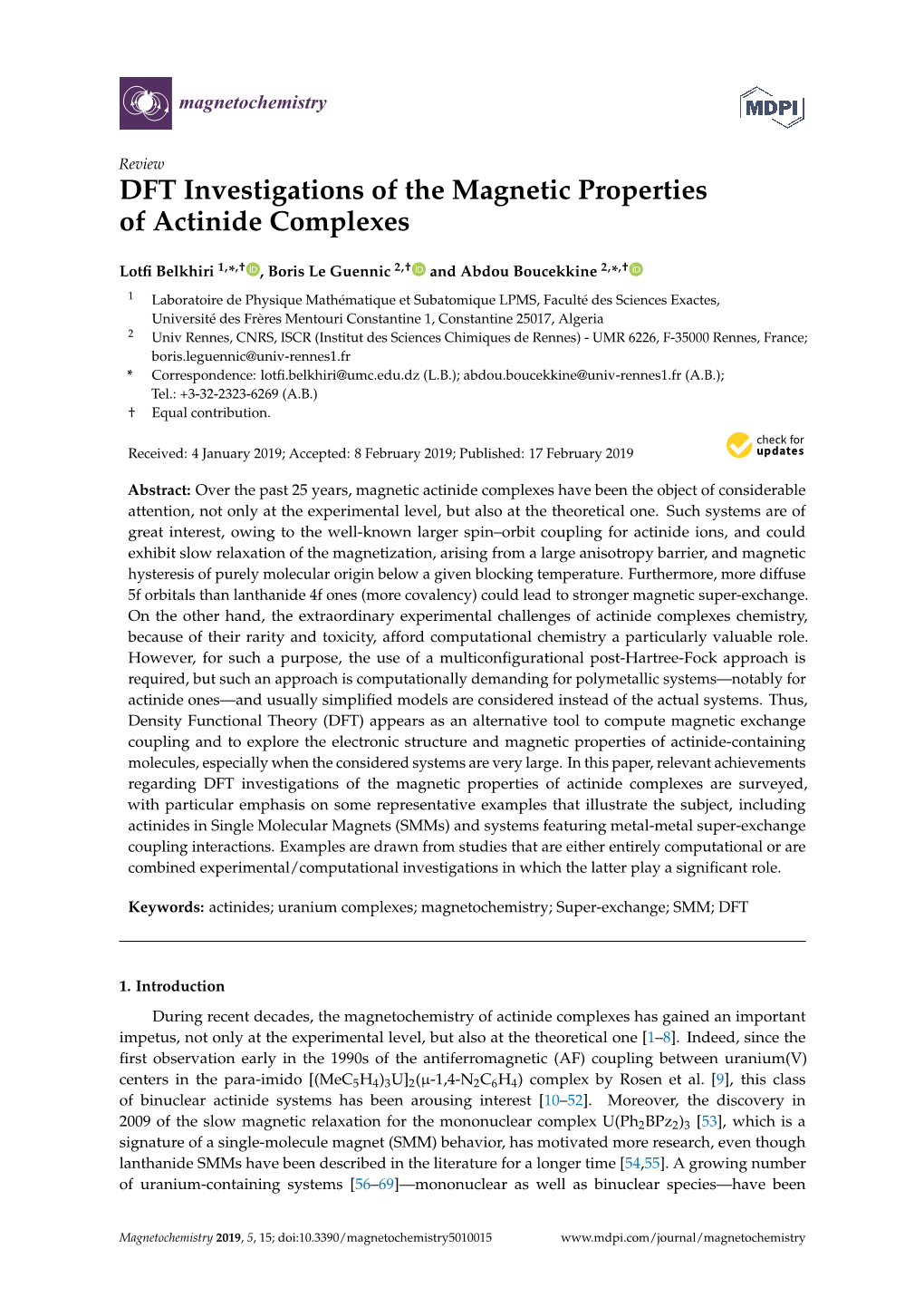 DFT Investigations of the Magnetic Properties of Actinide Complexes