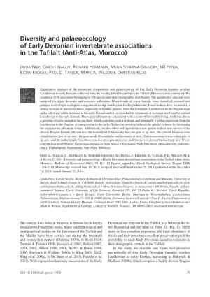 Diversity and Palaeoecology of Early Devonian Invertebrate Associations in the Tafilalt (Anti-Atlas, Morocco)