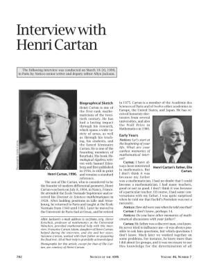 Interview with Henri Cartan, Volume 46, Number 7