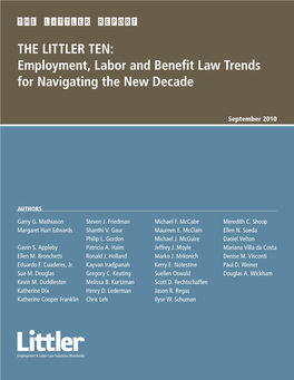 THE LITTLER TEN: Employment, Labor and Benefit Law Trends for Navigating the New Decade
