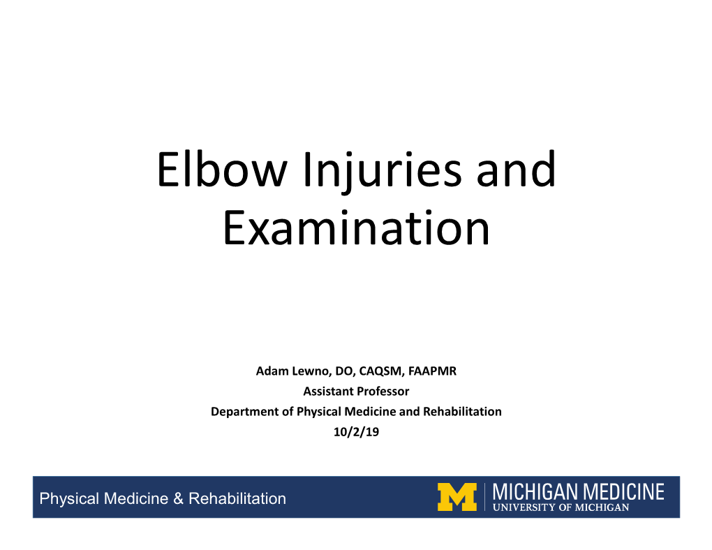 Elbow Injuries and Examination