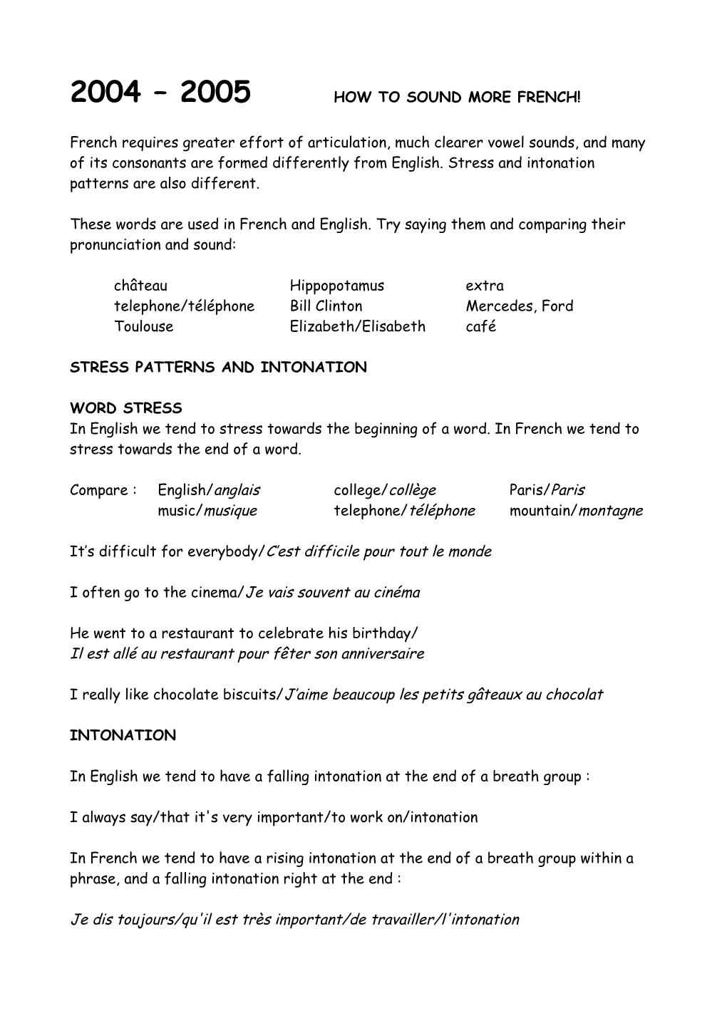 2004 2005 How to Sound More French!