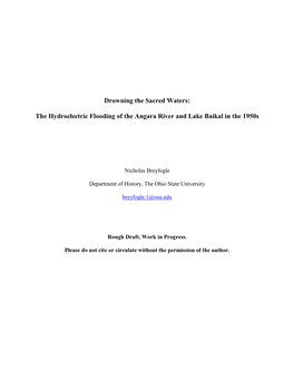 The Hydroelectric Flooding of the Angara River and Lake Baikal in the 1950S