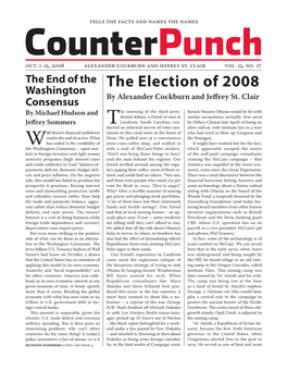 The Election of 2008 Washington Consensus by Alexander Cockburn and Jeffrey St