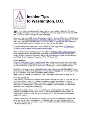 Insider Tips to Washington, D.C