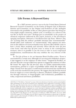 Life Forms: a Keyword Entry
