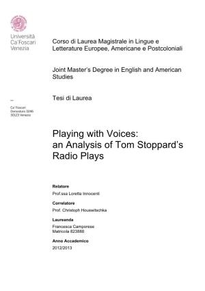 Playing with Voices: an Analysis of Tom Stoppard's Radio Plays