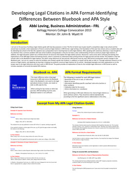 APA Format Requirements Bluebook Vs