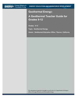 A Geothermal Teacher Guide for Grades 9-12