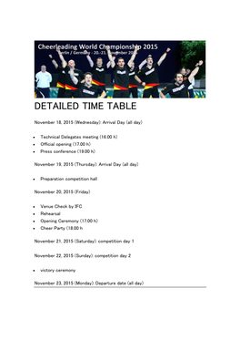 Detailed Time Table