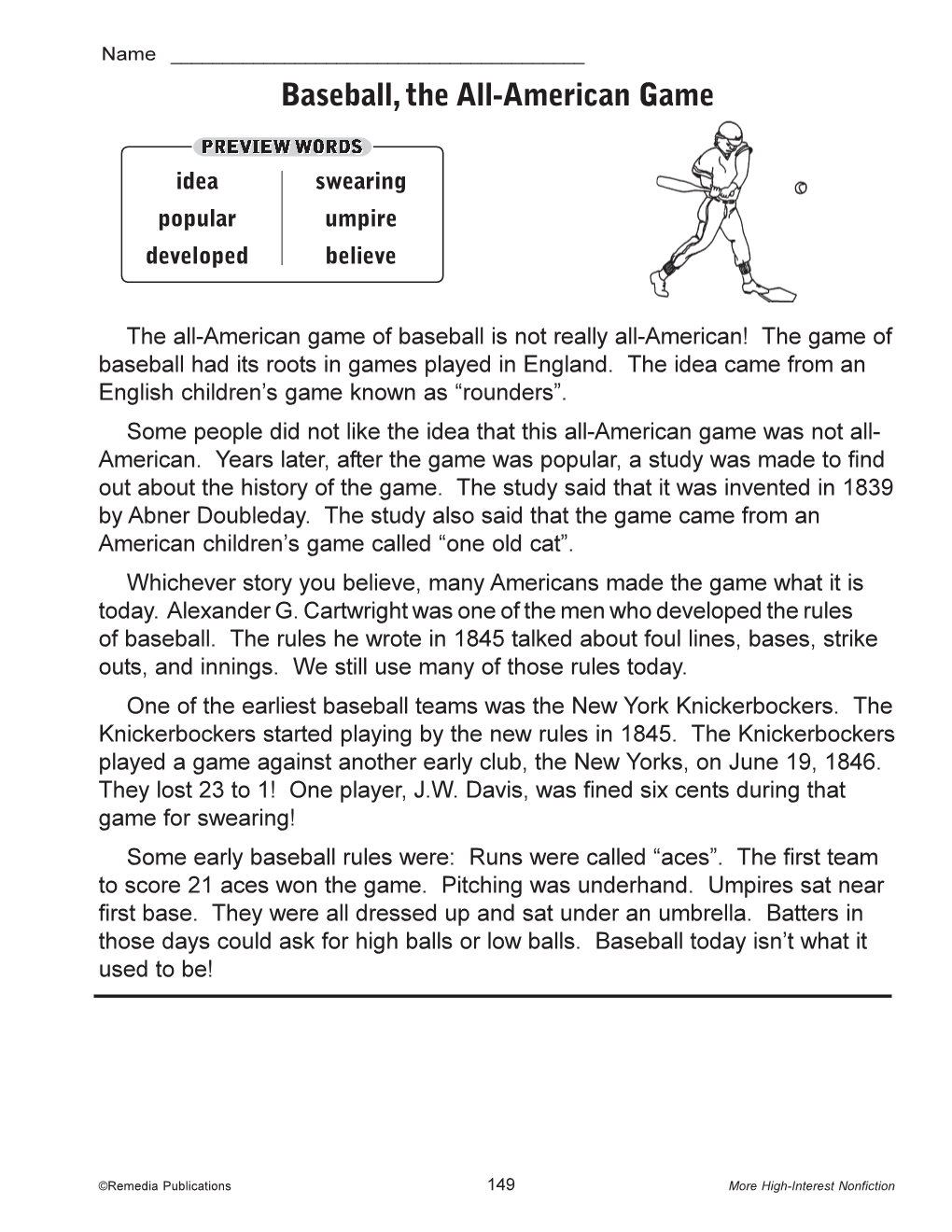 Baseball, the All-American Game