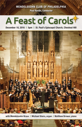 A Feast of Carols December 10, 2016 | 5Pm | St