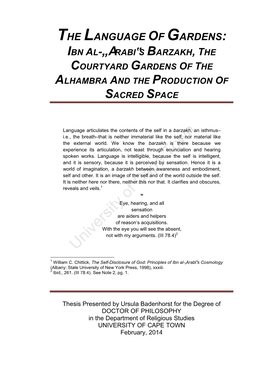 The Language of Gardens :Ibn Al -"Arabi's Barzakh,The Coutryard
