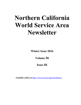 Northern California World Service Area Newsletter