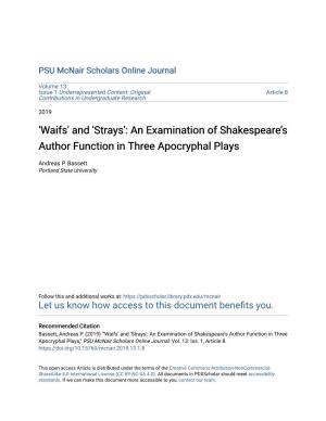 'Waifs' and 'Strays': an Examination of Shakespeare's Author Function In