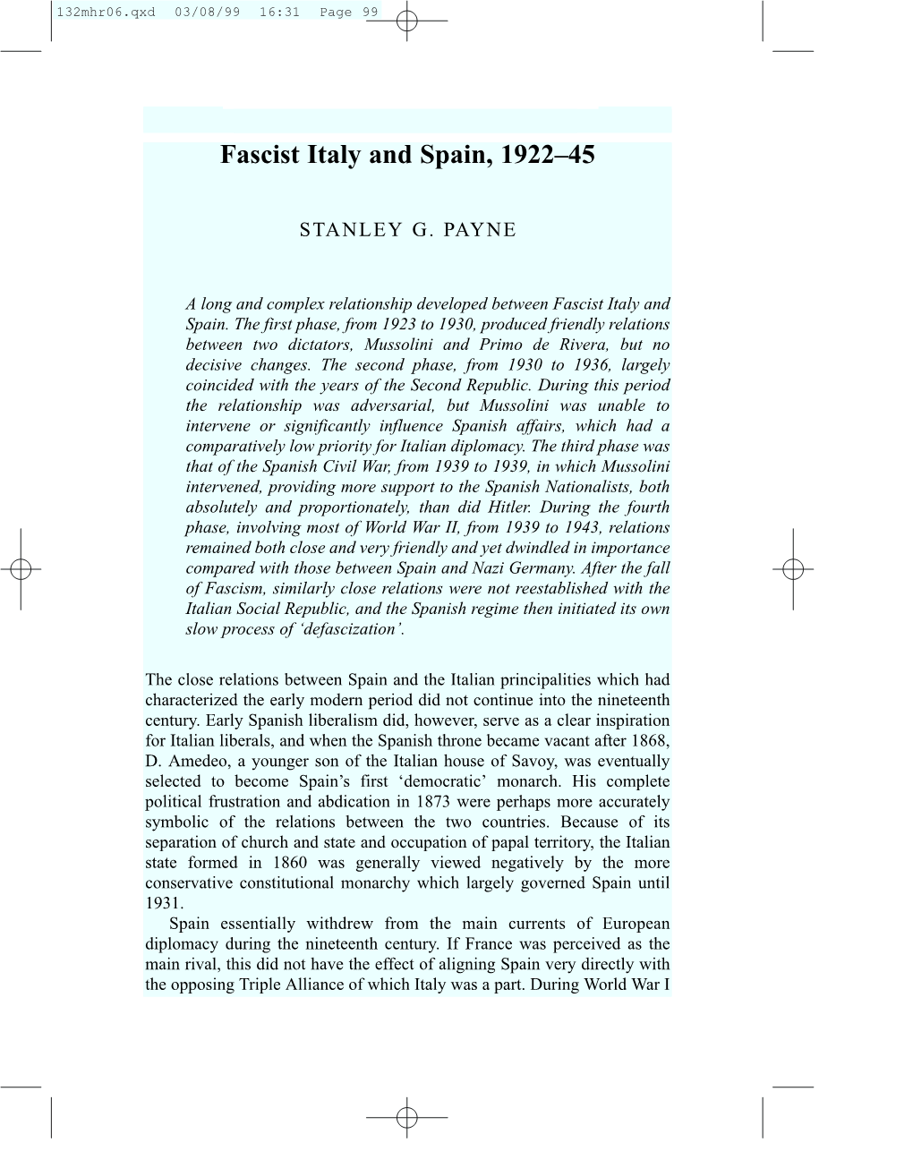 Fascist Italy and Spain, 1922–45