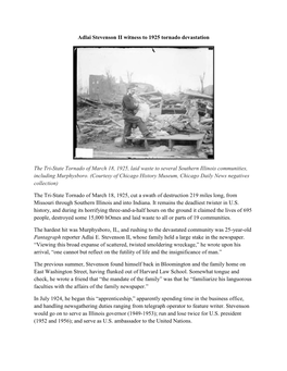 Adlai Stevenson II Witness to 1925 Tornado Devastation the Tri-State