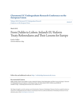 From Dublin to Lisbon: Ireland's EU Reform Treaty Referendums and Their Lessons for Europe