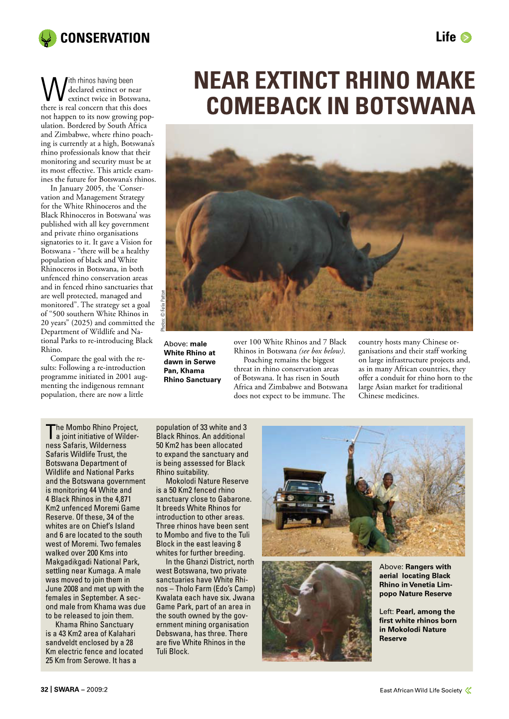 NEAR Extinct Rhino Make Comeback in Botswana