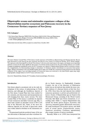 Oligotrophic Oceans and Minimalist Organisms: Collapse of the Maastrichtian Marine Ecosystem and Paleocene Recovery in the Cretaceous-Tertiary Sequence of New Jersey
