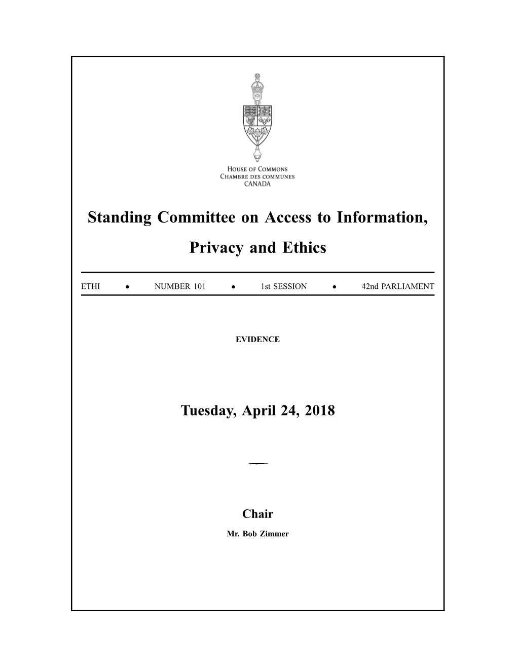 Standing Committee on Access to Information, Privacy and Ethics