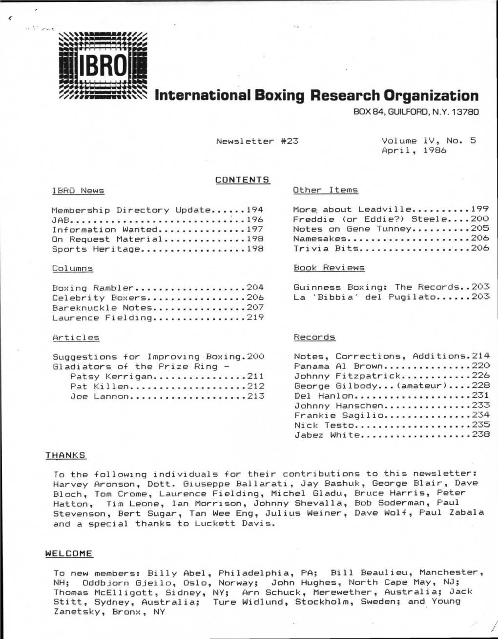 International Boxing Research Organization BOX 84, GUILFORD, N.Y