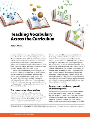 Teaching Vocabulary Across the Curriculum