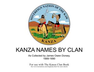 KANZA NAMES by CLAN As Collected by James Owen Dorsey, 1889-1890