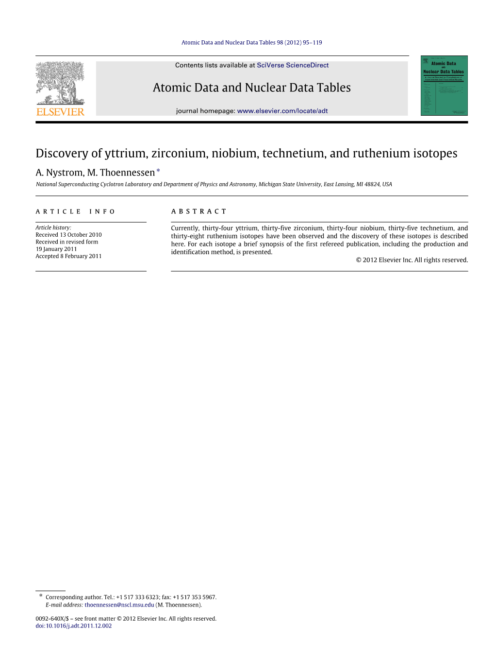 Discovery of Yttrium, Zirconium, Niobium, Technetium, and Ruthenium Isotopes A