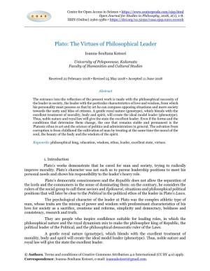 Plato: the Virtues of Philosophical Leader