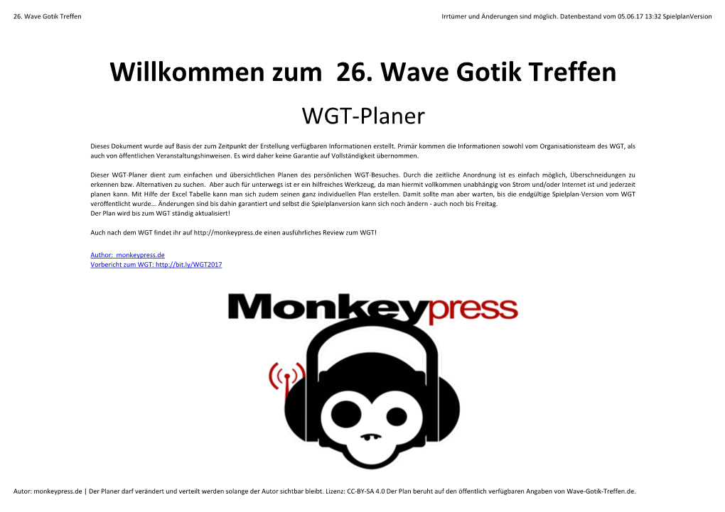 Willkommen Zum 26. Wave Gotik Treffen WGT-Planer