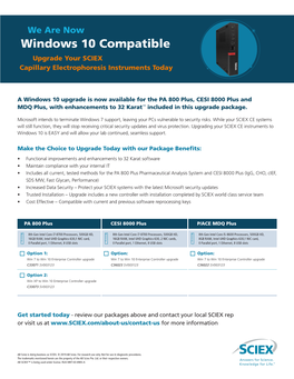 Windows 10 Compatible Upgrade Your SCIEX Capillary Electrophoresis Instruments Today