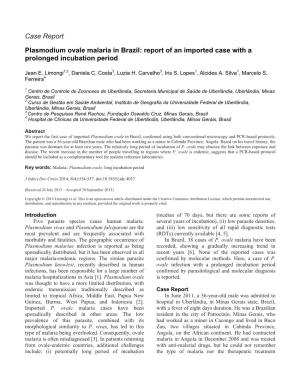 Case Report Plasmodium Ovale Malaria in Brazil