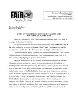 For Immediate Release: February 21, 2019 CARRY on the SOUTHERN