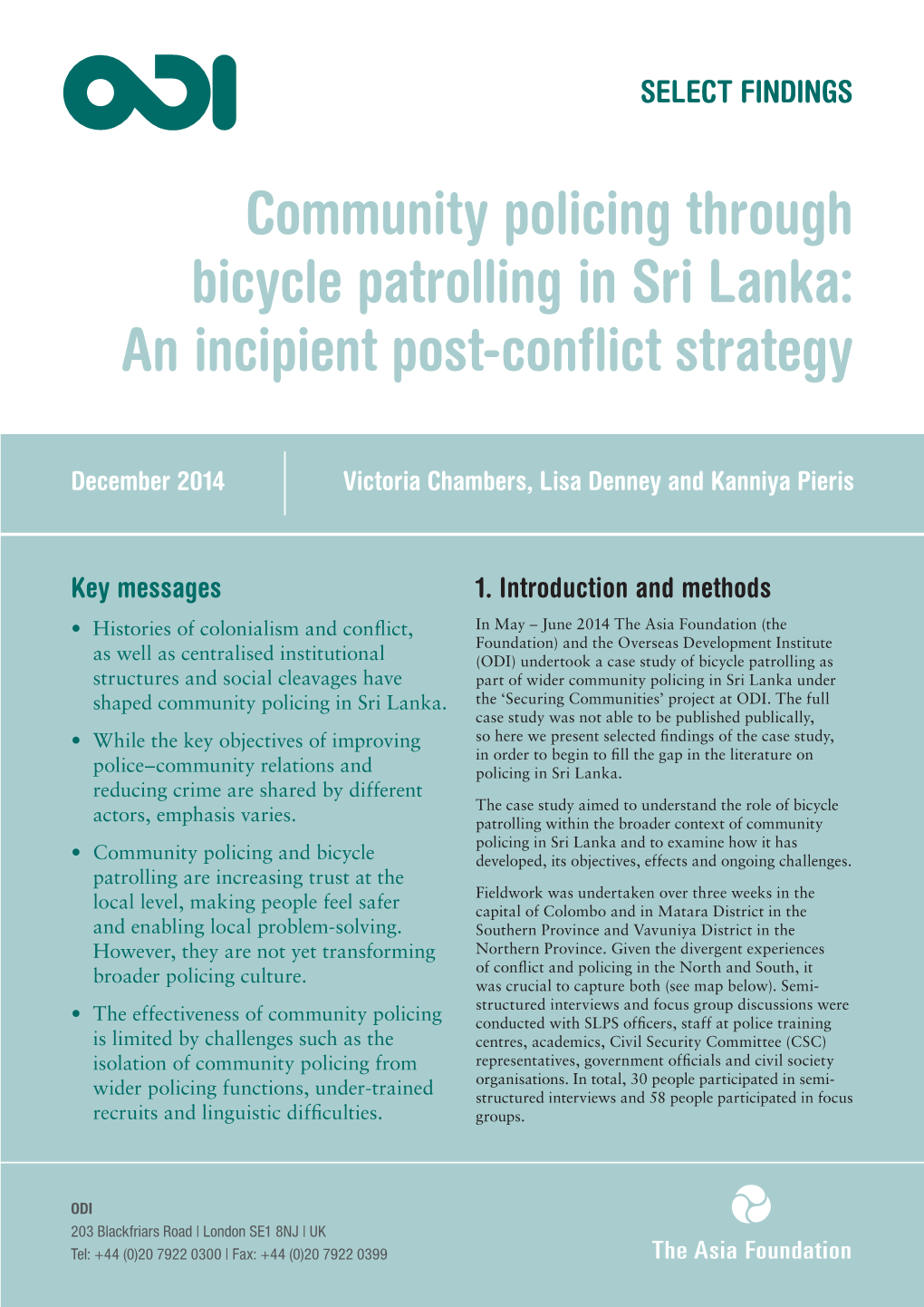 Community Policing Through Bicycle Patrolling in Sri Lanka: an Incipient Post-Conflict Strategy