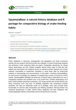 A Natural History Database and R Package for Comparative Biology of Snake Feeding Habits