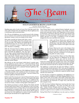 T He Beam Journal of the New Jersey Lighthouse Society, Inc
