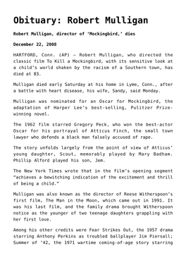 Obituary: Robert Mulligan