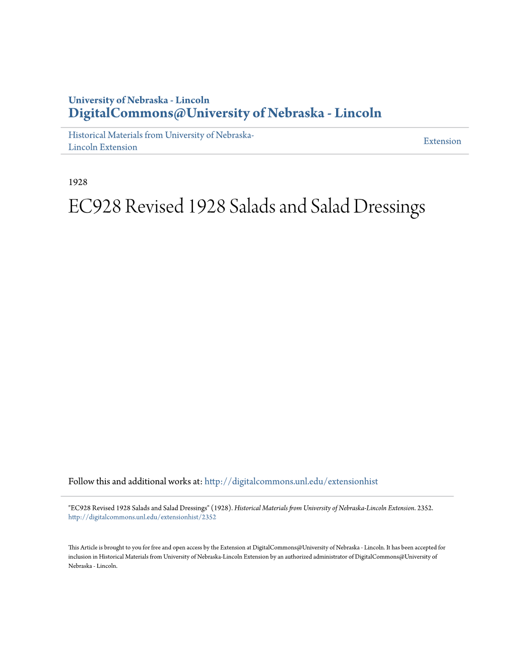 EC928 Revised 1928 Salads and Salad Dressings