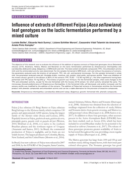 Acca Sellowiana) Leaf Genotypes on the Lactic Fermentation Performed by a Mixed Culture