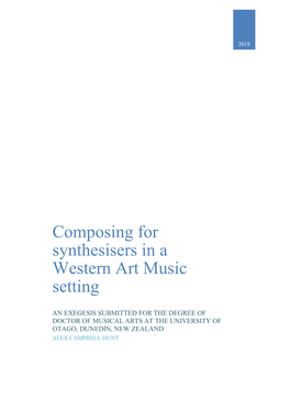 Composing for Synthesisers in a Western Art Music Setting