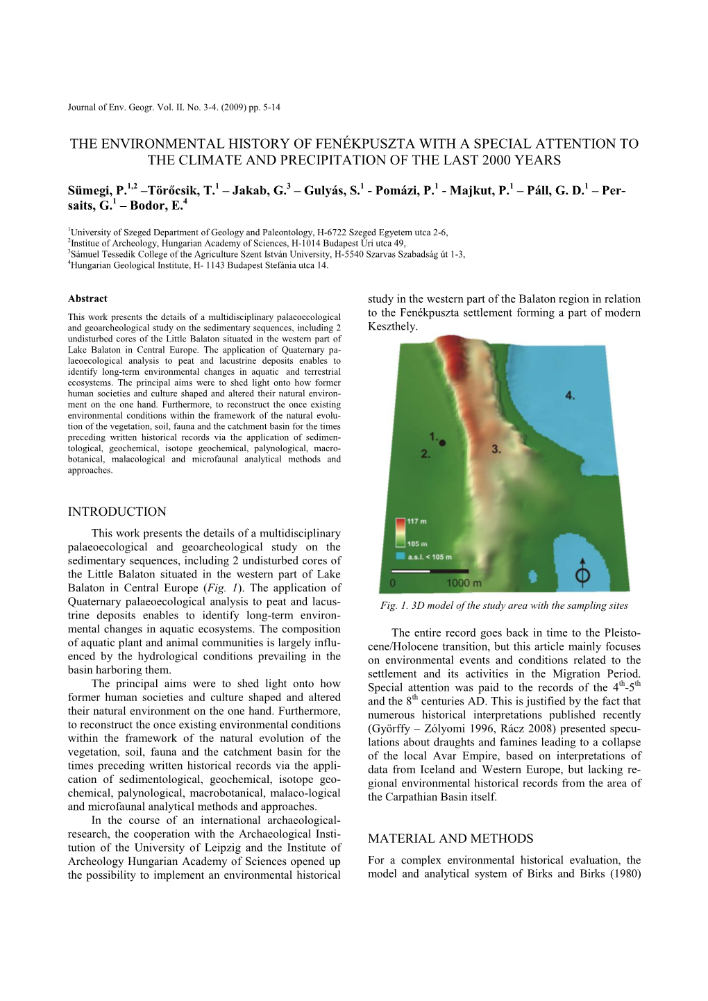 The Environmental History of Fenékpuszta with a Special Attention to the Climate and Precipitation of the Last 2000 Years