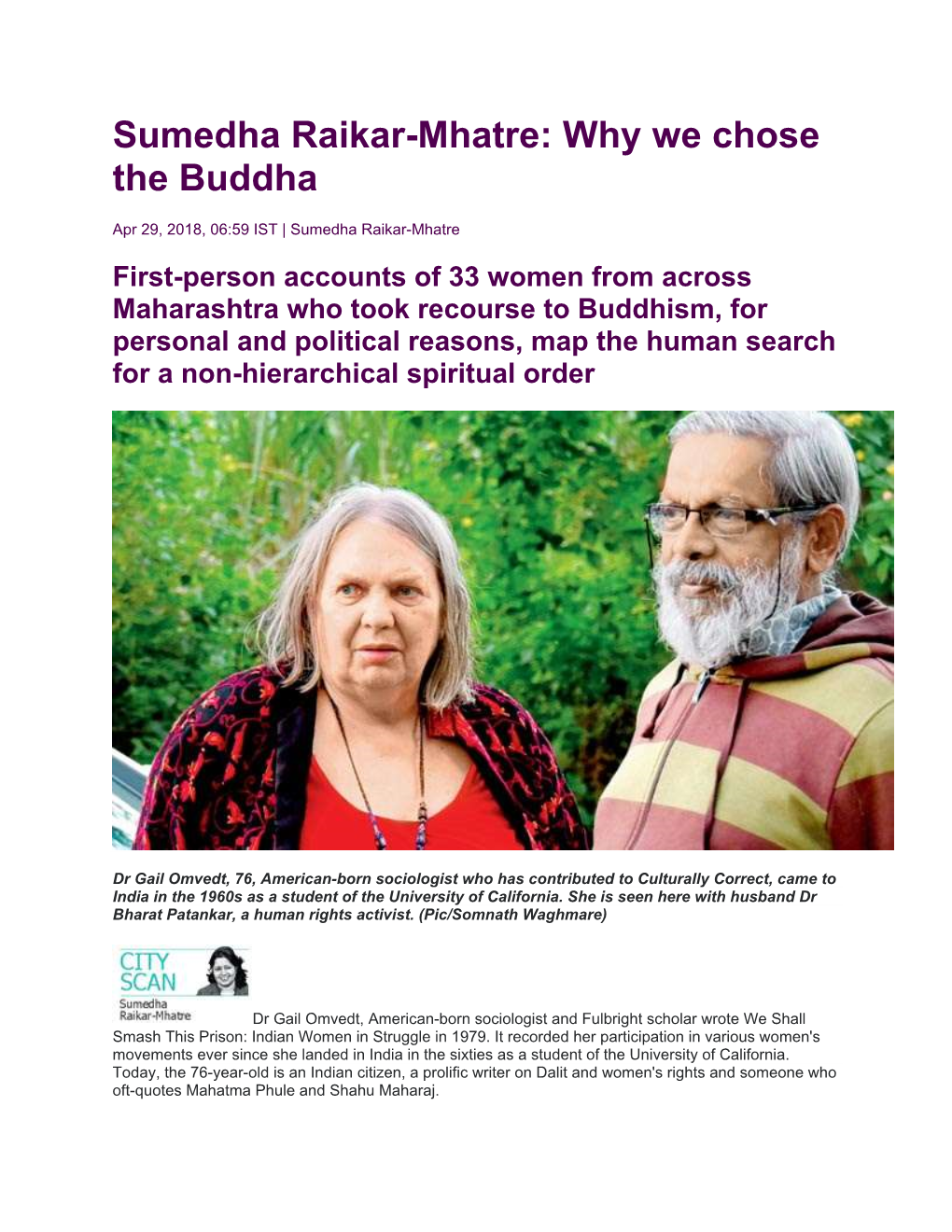 Sumedha Raikar-Mhatre: Why We Chose the Buddha