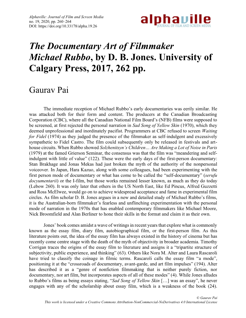 The Documentary Art of Filmmaker Michael Rubbo, by D. B. Jones