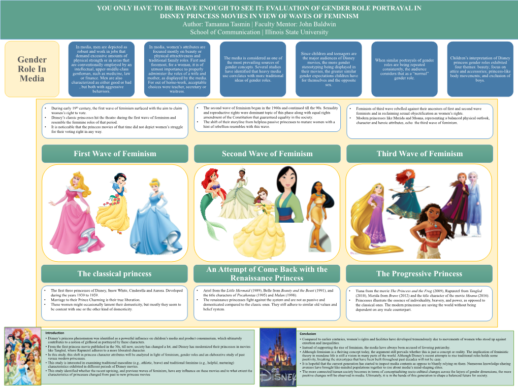 Evaluation of Gender Role Portrayal in Disney Princess Movies in View Of